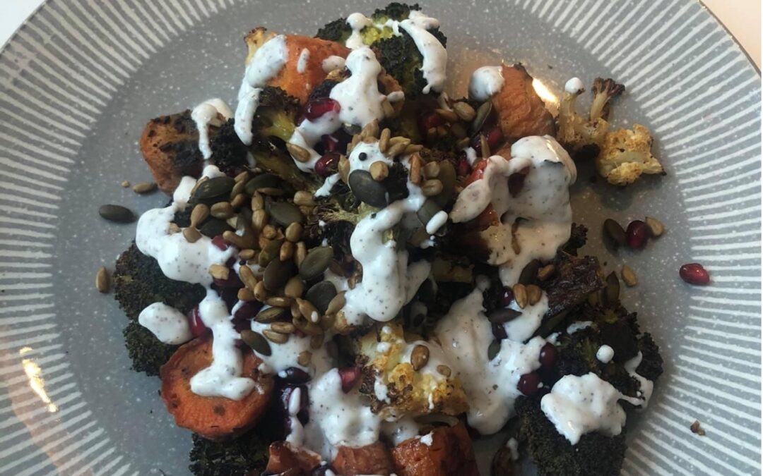 Roasted Broccoli  and Cauliflower Salad