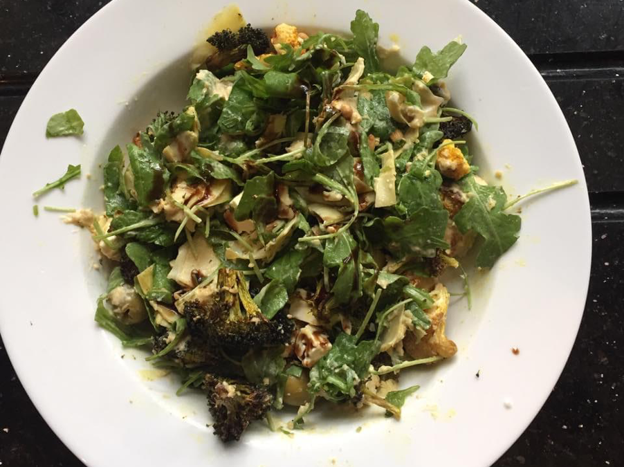 Roasted broccoli and cauliflower salad